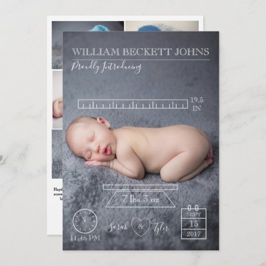 Geboortedatum: geboortedatum geboortedatum geboort aankondiging (Voorkant / Achterkant)