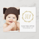 Geboortedatum: Gold & White Holiday Briefkaart (Voorkant)