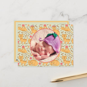 Geboortedatum: Happy Cats die slapen Briefkaart