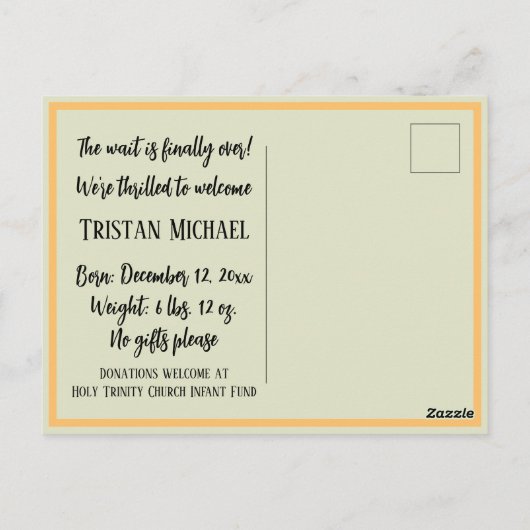 Geboortedatum: Happy Cats die slapen Briefkaart (Achterkant)