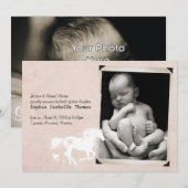 Geboortedatum: Heart Horse Baby Girl Aankondiging (Voorkant / Achterkant)