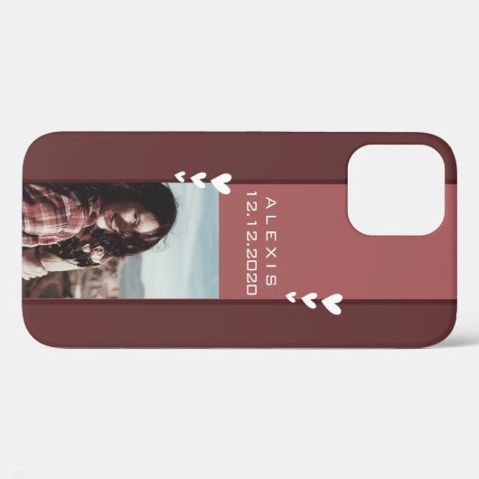 Geboortedatum Herinnering Fotosjabloon Bourgondië  Case-Mate iPhone Case (Achterkant (horizontaal))