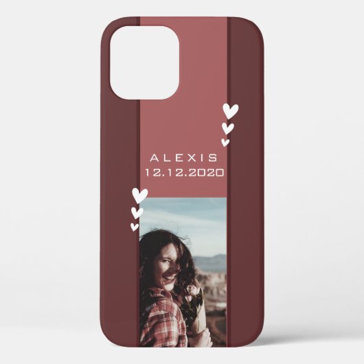 Geboortedatum Herinnering Fotosjabloon Bourgondië  Case-Mate iPhone Case (Achterkant)