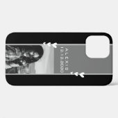 Geboortedatum Herinnering Fotosjabloon Zwart Wit Case-Mate iPhone Case (Achterkant (horizontaal))
