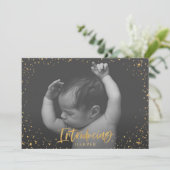 Geboortedatum: introductie goudscripsterren feestdagenkaart (Staand voorkant)