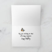 Geboortedatum: Kat en vlinder Kaart (Binnen)