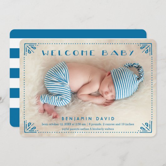 Geboortedatum Lijst met zoete vermelding Aankondiging (Voorkant / Achterkant)