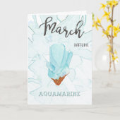 Geboortedatum maart: Aquamarine Birthstone en Bloe Kaart (Gele Bloem)