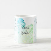 Geboortedatum maart: Aquamarine Birthstone en Bloe Koffiemok (Center)