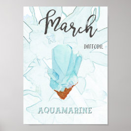Geboortedatum maart: Aquamarine Birthstone en Bloe Poster