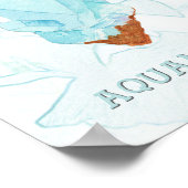 Geboortedatum maart: Aquamarine Birthstone en Bloe Poster (Hoek)