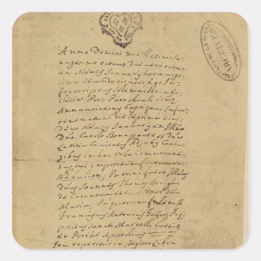 Geboortedatum Napoleon, 1769 Vierkante Sticker (Voorkant)