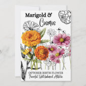 Geboortedatum, oktober, Marigold, Cosmos, Birthday Feestdagenkaart (Voorkant)