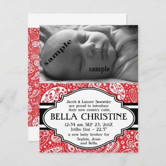 Geboortedatum: Paisley New Baby Girl Aankondiging (Voorkant / Achterkant)