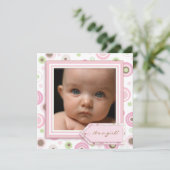 Geboortedatum: Polka Dot Pink Sweet Baby Girl Aankondiging (Staand voorkant)