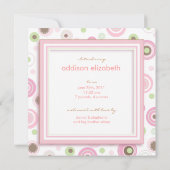 Geboortedatum: Polka Dot Pink Sweet Baby Girl Aankondiging (Achterkant)