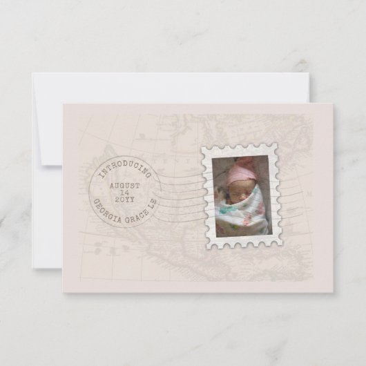 Geboortedatum poststempel en foto- en poststempel aankondiging (Voorkant)