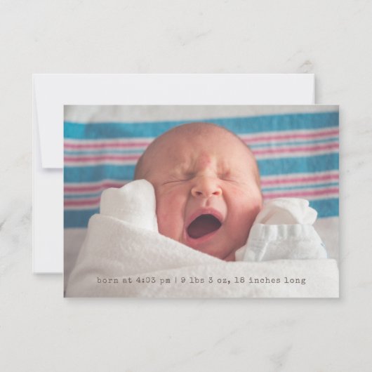 Geboortedatum poststempel en foto- en poststempel aankondiging (Achterkant)