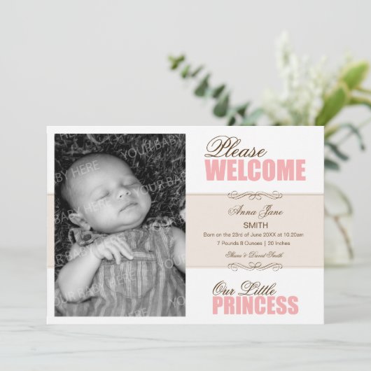 Geboortedatum - Prinses 2 Aankondiging (Staand voorkant)