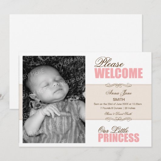 Geboortedatum - Prinses 2 Aankondiging (Voorkant / Achterkant)