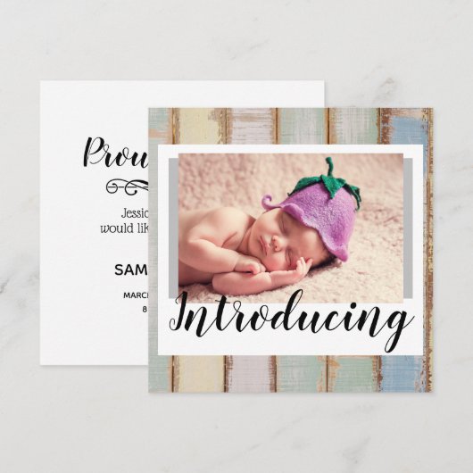 Geboortedatum: Rustic Wood One Foto (Voorkant / Achterkant)