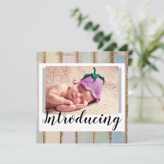 Geboortedatum: Rustic Wood One Foto (Staand voorkant)