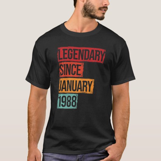 Geboortedatum: sinds januari 1988 t-shirt (Voorkant)