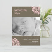 Geboortedatum: Sweet Bloom Baby Girl Aankondiging (Staand voorkant)