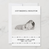 Geboortedatum: twee foto's eenvoudige pijlen aankondiging (Voorkant)