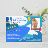 Geboortedatum: uitnodiging 027: cruiseschip (Staand voorkant)