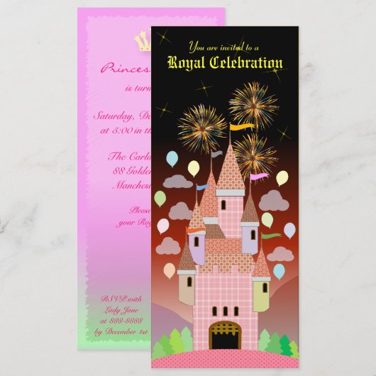 Geboortedatum: uitnodiging 029: Castle IIB (Voorkant / Achterkant)