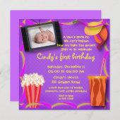 Geboortedatum: uitnodiging 038: Films en popcorns (Voorkant / Achterkant)