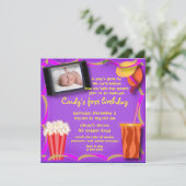 Geboortedatum: uitnodiging 038: Films en popcorns (Staand voorkant)