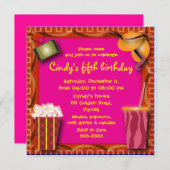 Geboortedatum: uitnodiging 038: Popcorn en zachte  (Voorkant / Achterkant)