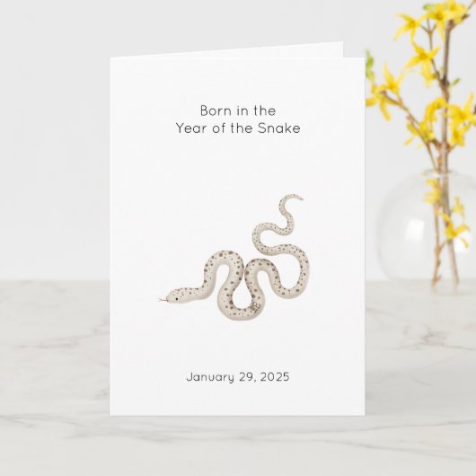 Geboortedatum van Snake Baby Kaart (Gele Bloem)