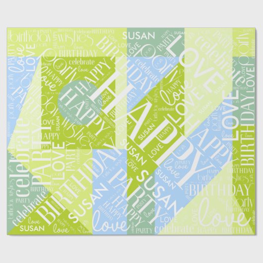 Geboortedatum Voeg de Naam Groene ID274 van de Mid Cadeaupapier (Vlak)