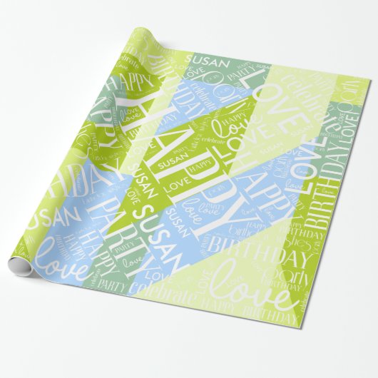 Geboortedatum Voeg de Naam Groene ID274 van de Mid Cadeaupapier (Uitgerold)