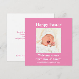 Geboortedatum: Vroege paasfoto: roze Feestdagenkaart
