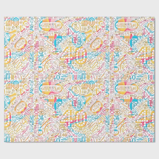 Geboortedatum Word Cloud 40 B ID270 Cadeaupapier (Vlak)