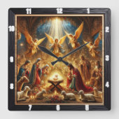 Geboorteengelen aanbidden Christus Vierkante Klok (Voorkant)