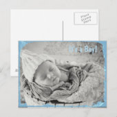 Geboortefoto voor Baby Boy Aankondigingskaart (Voorkant / Achterkant)