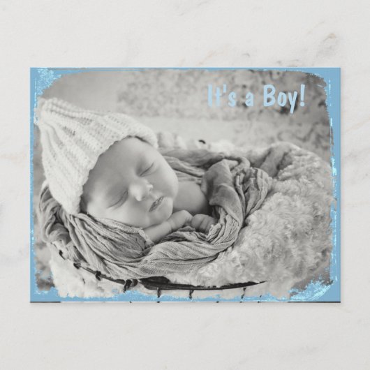 Geboortefoto voor Baby Boy Aankondigingskaart (Voorkant)