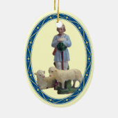 Geboorteherder met schapen keramisch ornament (Achterkant)