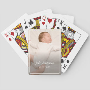 Geboorteherinnering Witte Foto Naam Datum Pokerkaarten