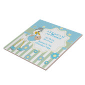 Geboorteinformatie - Blue Baby Stork Tegeltje (Zijkant)