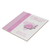 Geboorteinformatie - Roze & White Baby Elephant Tegeltje (Zijkant)