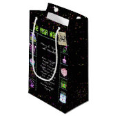 Geboortejaar 1948: Trivia op Black Small Gift Bag Klein Cadeauzakje (Voorkant Gekanteld)