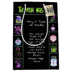 Geboortejaar 1948: Trivia op zwart Medium Cadeauzakje