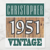 Geboortejaar 1951 wijn etiket (Enkel label)