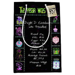 Geboortejaar 1957: Trivia op zwart Medium Cadeauzakje